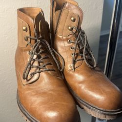 Madden NYC Brown Leather Boots – Size 12, Zipper + Lace