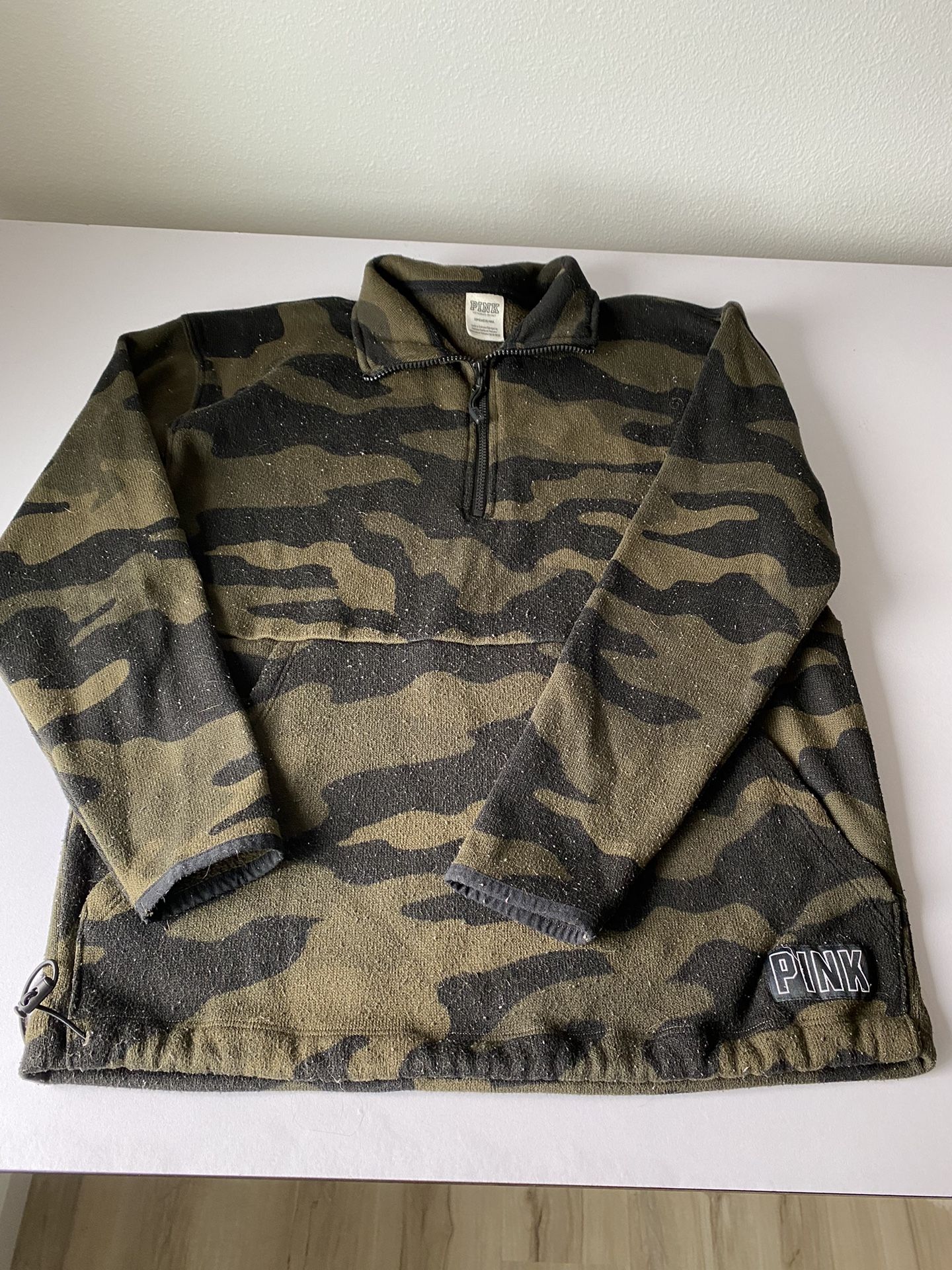 PINK Camo Half Zip Sweater