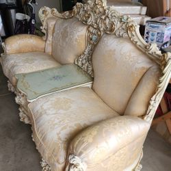 Authentic SILIK Made in Italy Luxury Rococo Living Room Set – Sofa, Loveseat, Chair & Coffee Table