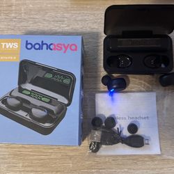 TWS Black Bluetooth 5.0 Wireless Earbuds Headphone Waterproof