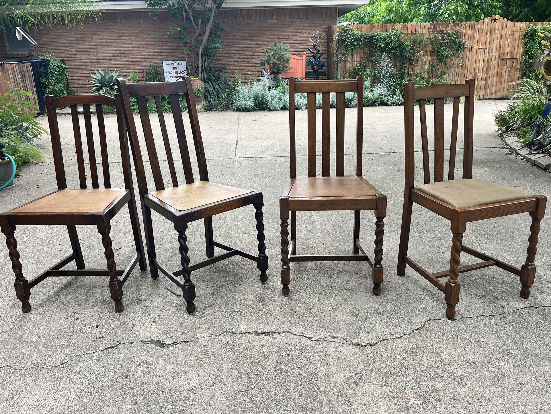 Antique Oak Barley Twist Chairs