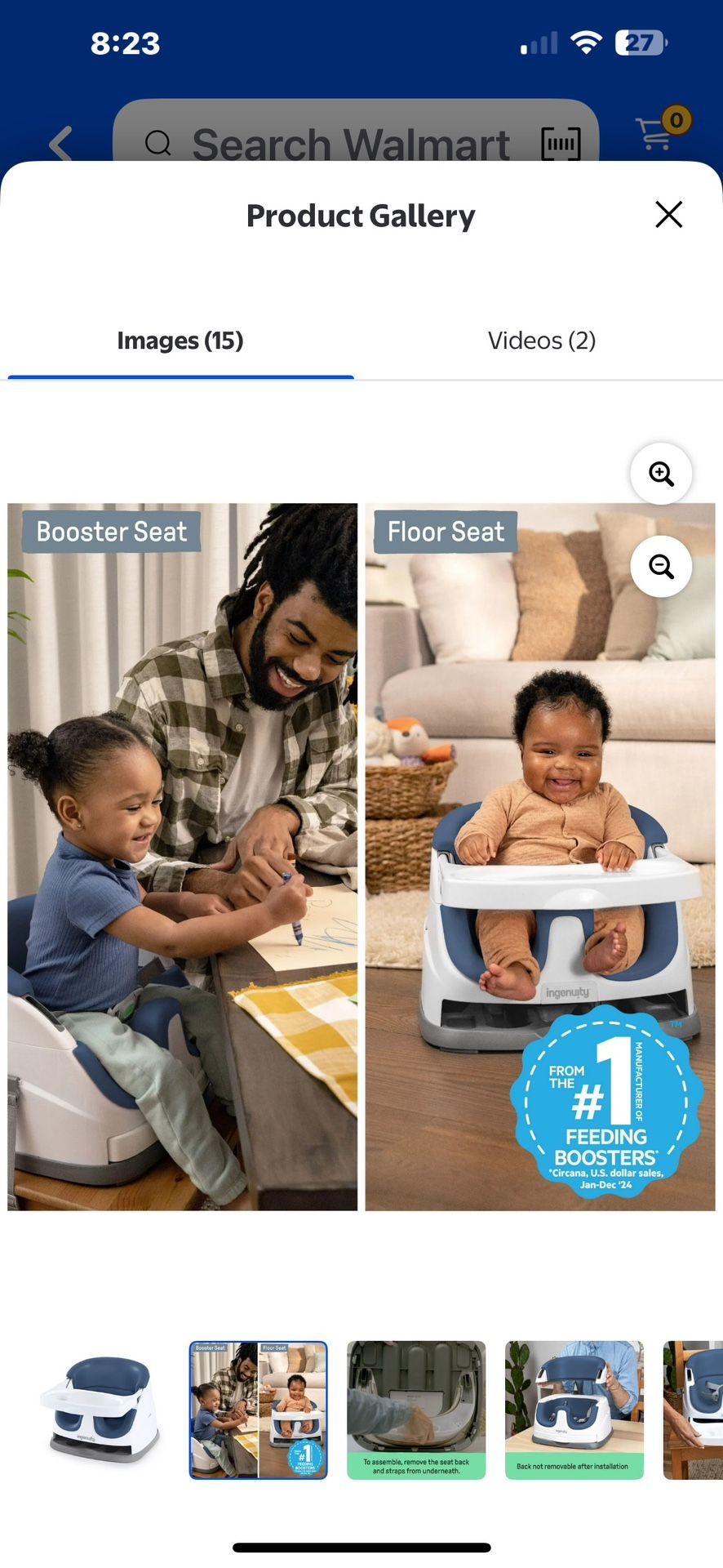 2-in1 Booster Feeding High Chair And Floor Seat With Self Storing Tray