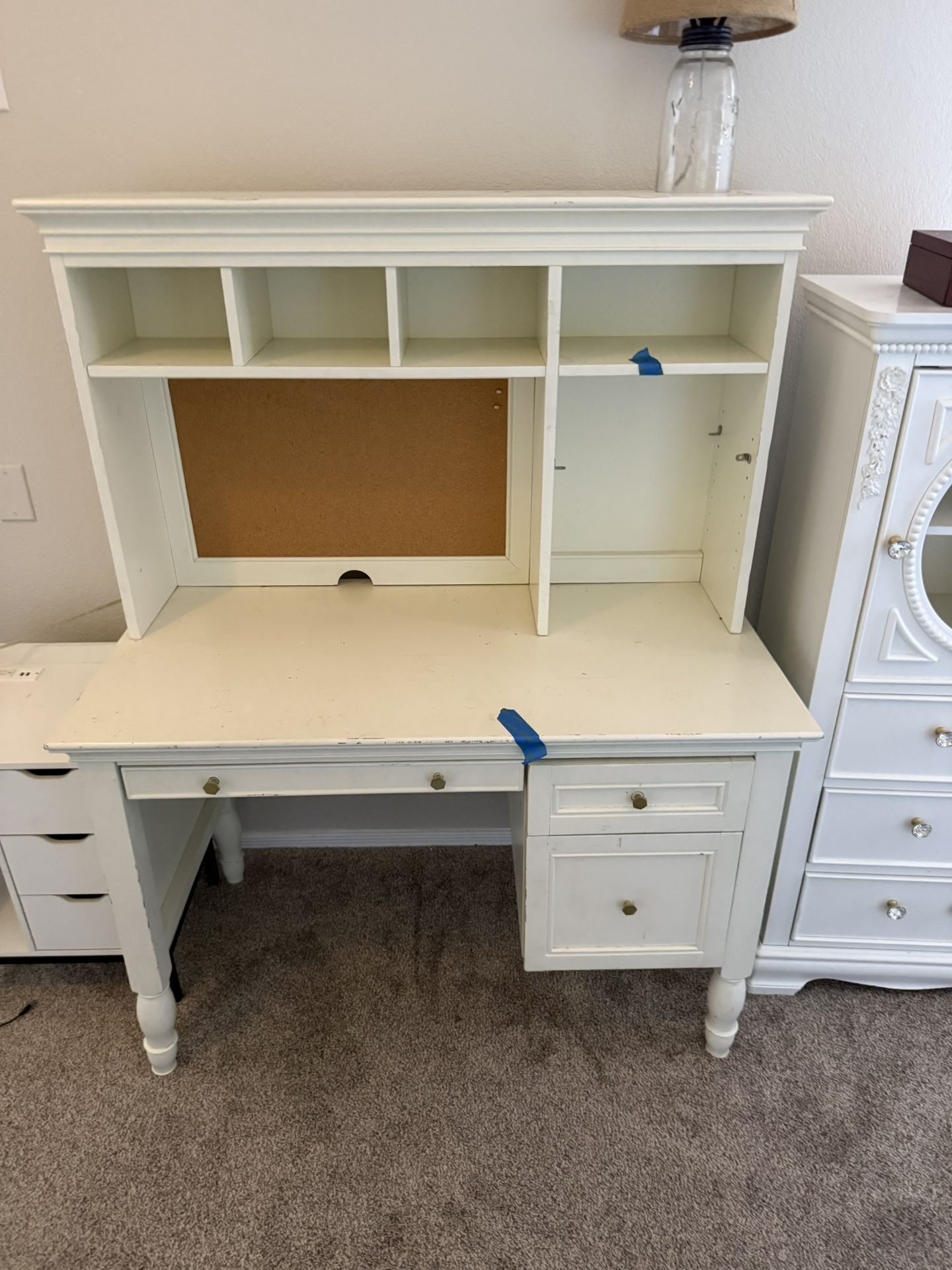 Desk With Pullout Keyboard Tray, And Drawers