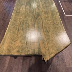 Spectacular Large Live Edge  Coffee Table On Iron Base