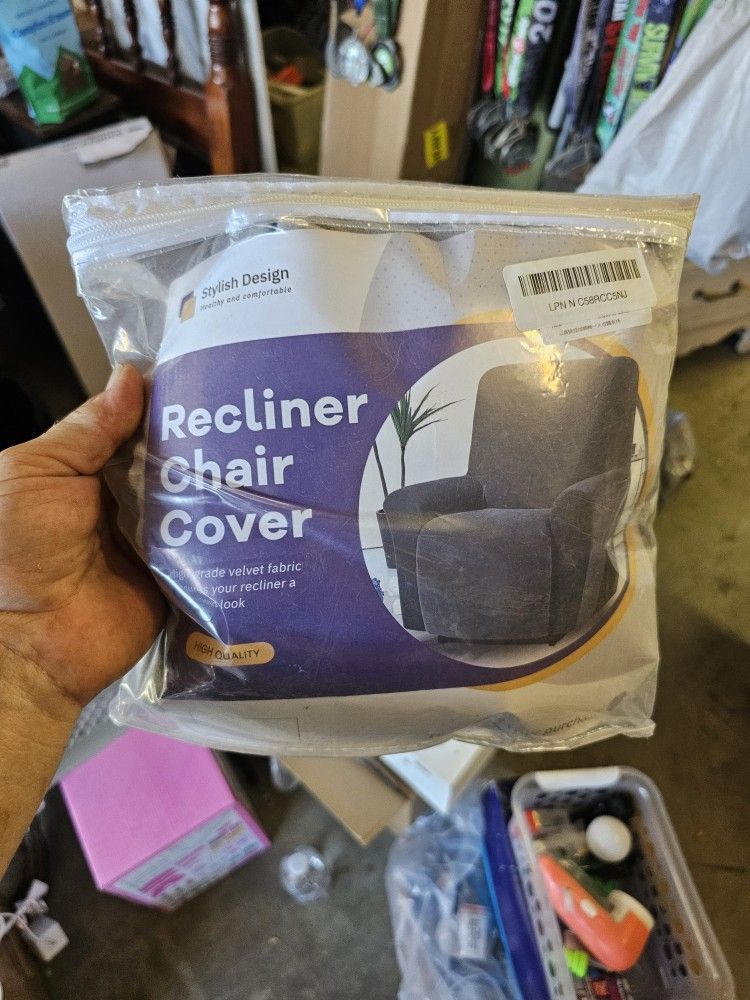 Light Gray Velvet Recliner Chair Cover