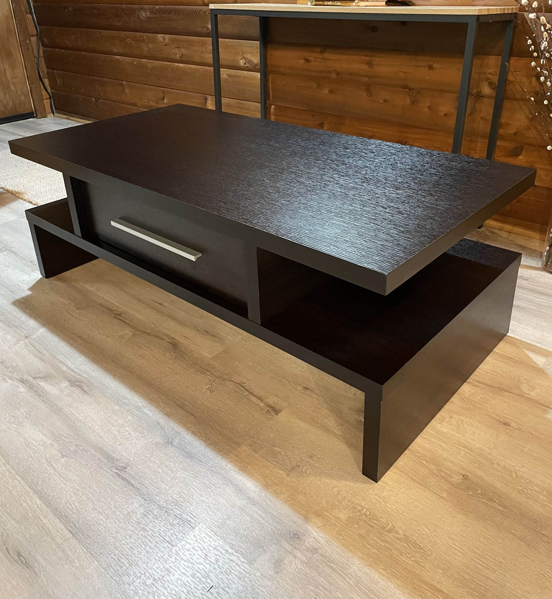 Black Wooden Coffee Table w/ Drawers / Excellent Condition