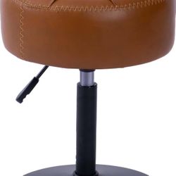 Adjustable Vanity Stool, 360°Swivel Vanity Chair Stool for Makeup Room, Black Stool Chair for Vanity, Small Faux Leather Vanity Stool for Bathroom, Li