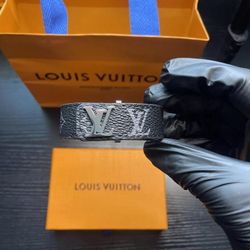 Louis Vuitton Silver & Black Bracelet – With Box
