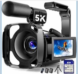5K Video Camera Camcorder, UHD 64MP Vlogging Camera for YouTube with 3" 270° Rotatable Touch Screen, Digital Camera with IR Night Vision, 16X Zoom/WiF