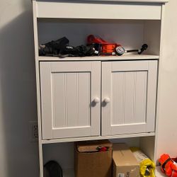 Two White Storage Table