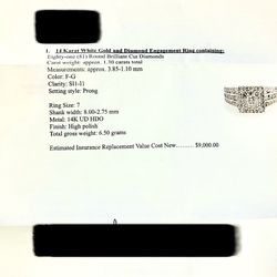 14 Karat White Gold and Diamond Engagement Ring