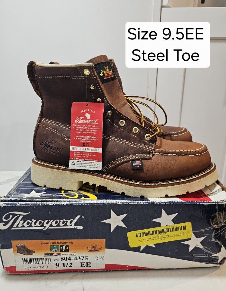 Thorogood Steel Toe Work Boots Size 9.5