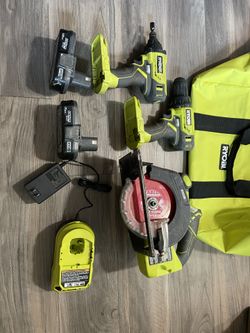 Ryobi 8 Piece Set With Batteries Drills Saws Bag