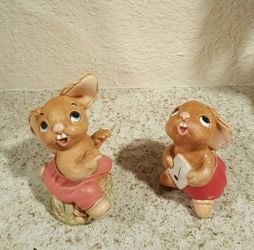 vintage pendelfin Rally rabbit & pendelfin the Thumper hand painted stone craft made in England