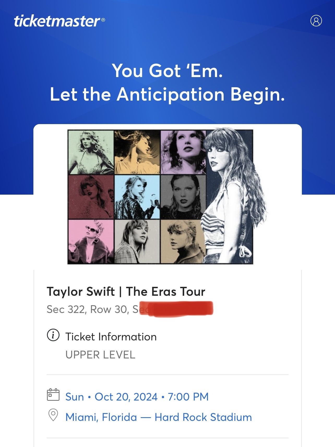 TAYLOR SWIFT - Upper Full View - SUNDAY