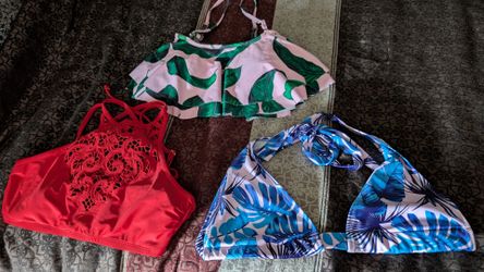 3 bikini & swim tops...size S