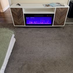 68" Wood TV Stand with 36" Electric Fireplace