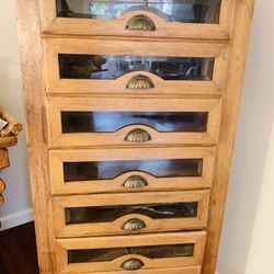 Antique French 6 Drawer with Bedeviled Glass