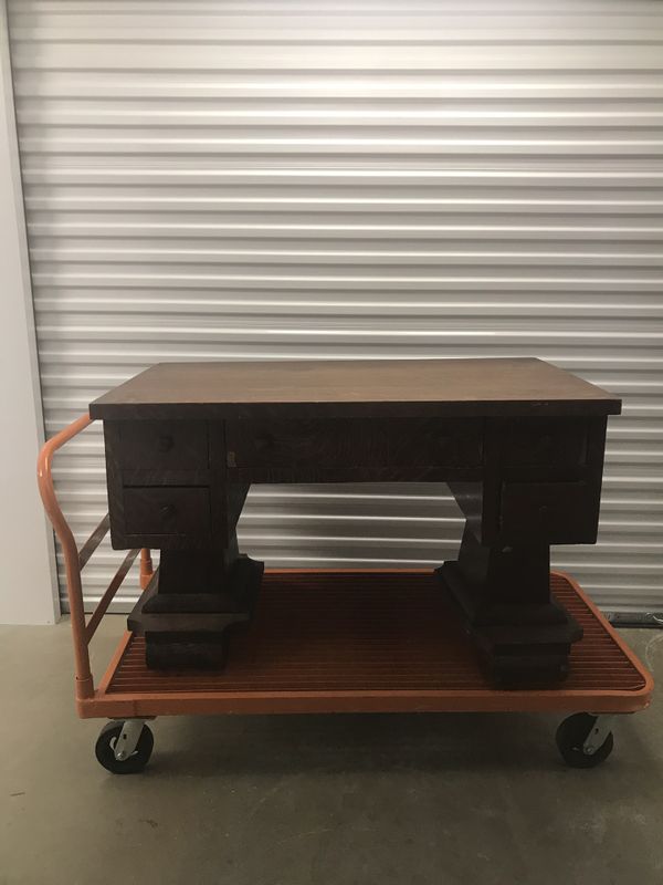 Antique Tiger Wood Heirloom Desk Ad 1912 For Sale In Houston Tx
