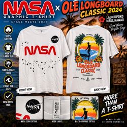 NASA x Ole Longboard Classic 2024 T-Shirt Men’s Large White Hawaii Maui Surf