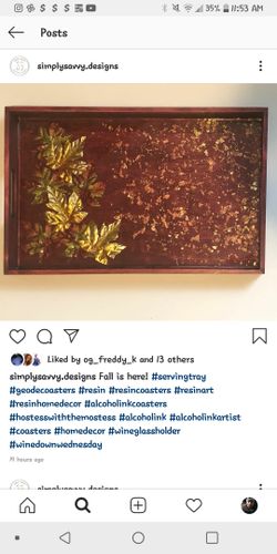 Resin art serving tray