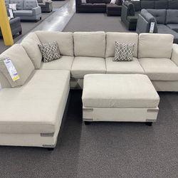 Sectional Sofa Set With Ottoman 