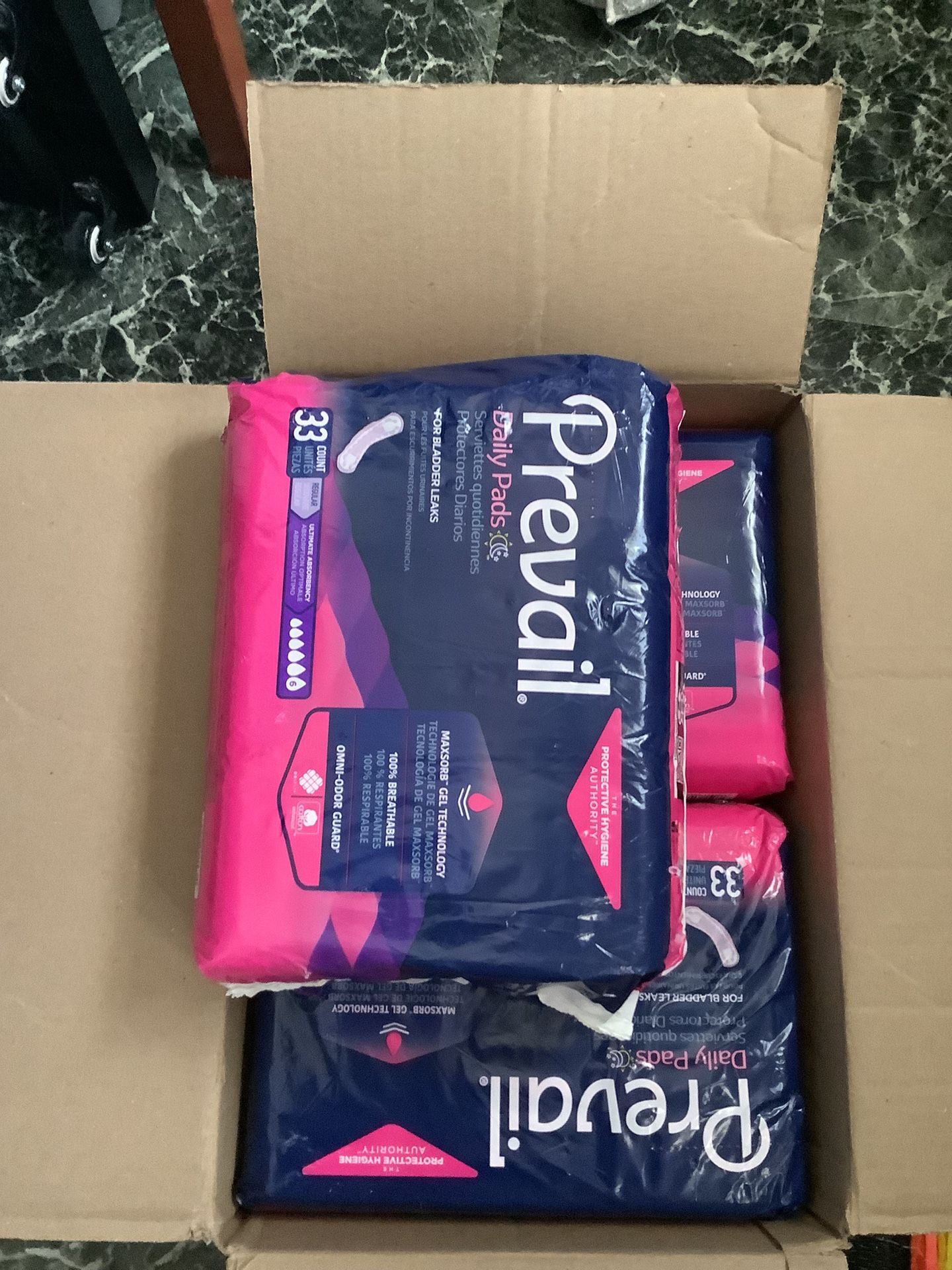 (5)packages Of Prevail Pads, Each Package Containing 33 Pads