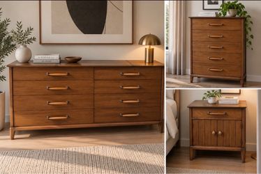 Mid-Century Wood Bedroom Furniture Set