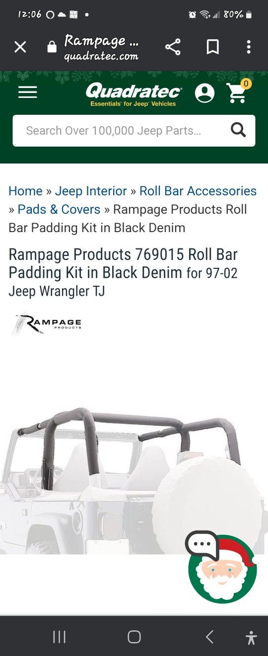 Jeep Wrangler 97-02 Roll Bar Pad Kit New