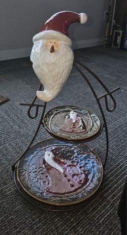Two Tier Santa Serving Plate