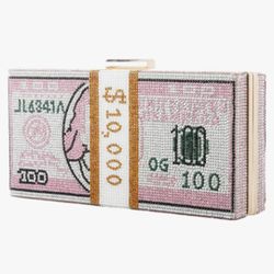 Classic Dollar Style Evening Bags With Diamond Shoulder Bag Wallet Clutch
