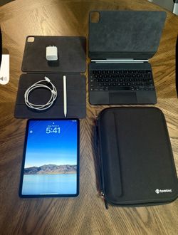 iPad Pro, Apple Pencil, Apple Magic Keyboard, Apple Smart Folio, & Apple Power Adapter + USB-C Cord