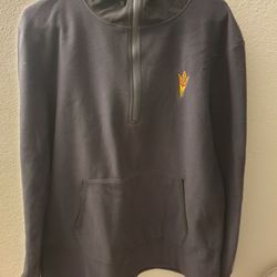 ASU 1/4 Zip Fleece-Lined Hooded Jacket (League, Sz Large)