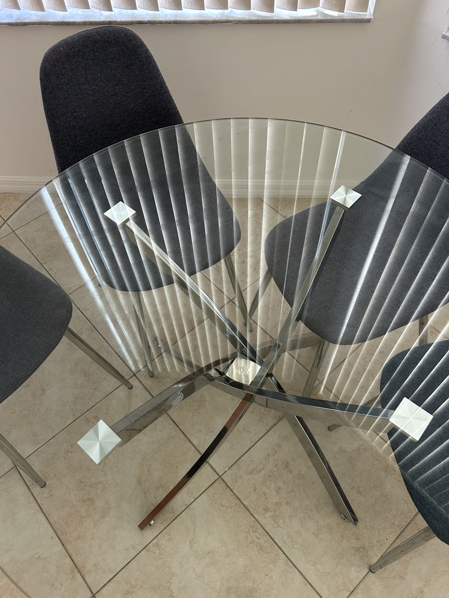 Modern Glass Dining Table + 4 Chairs – Sleek + Sturdy!