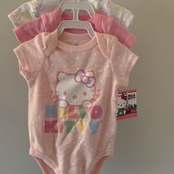 Hello Kitty Baby Girl 3 Pack Bodysuits-3-6mos 
