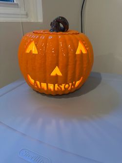 Ceramic Glass Pumpkin that Lights Up with name “ALLISON”