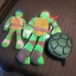 Ninja Turtles Flushes And Backpack 