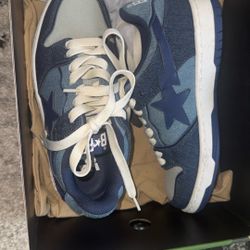 Bape Denim Shoes Sk8 Indigo 