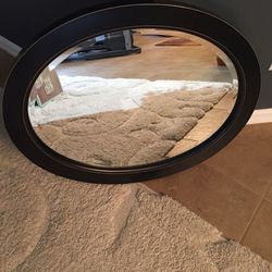 Distressed Black Oval Mirror 