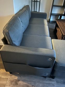Gray Fabric Sofa with Chaise