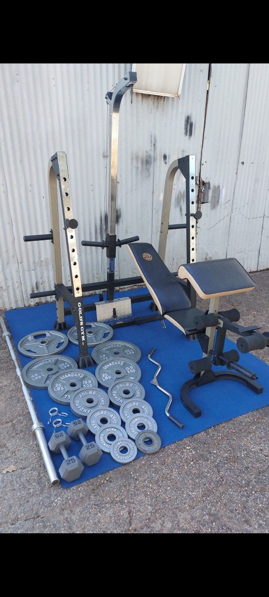 Gold's Gym XR35 Power Cage / Squat Rack / Olympic Weights / Gym / Gymnasio / Pesas / Fitness / Dumbbells