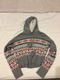Cropped Knit Hoodie 