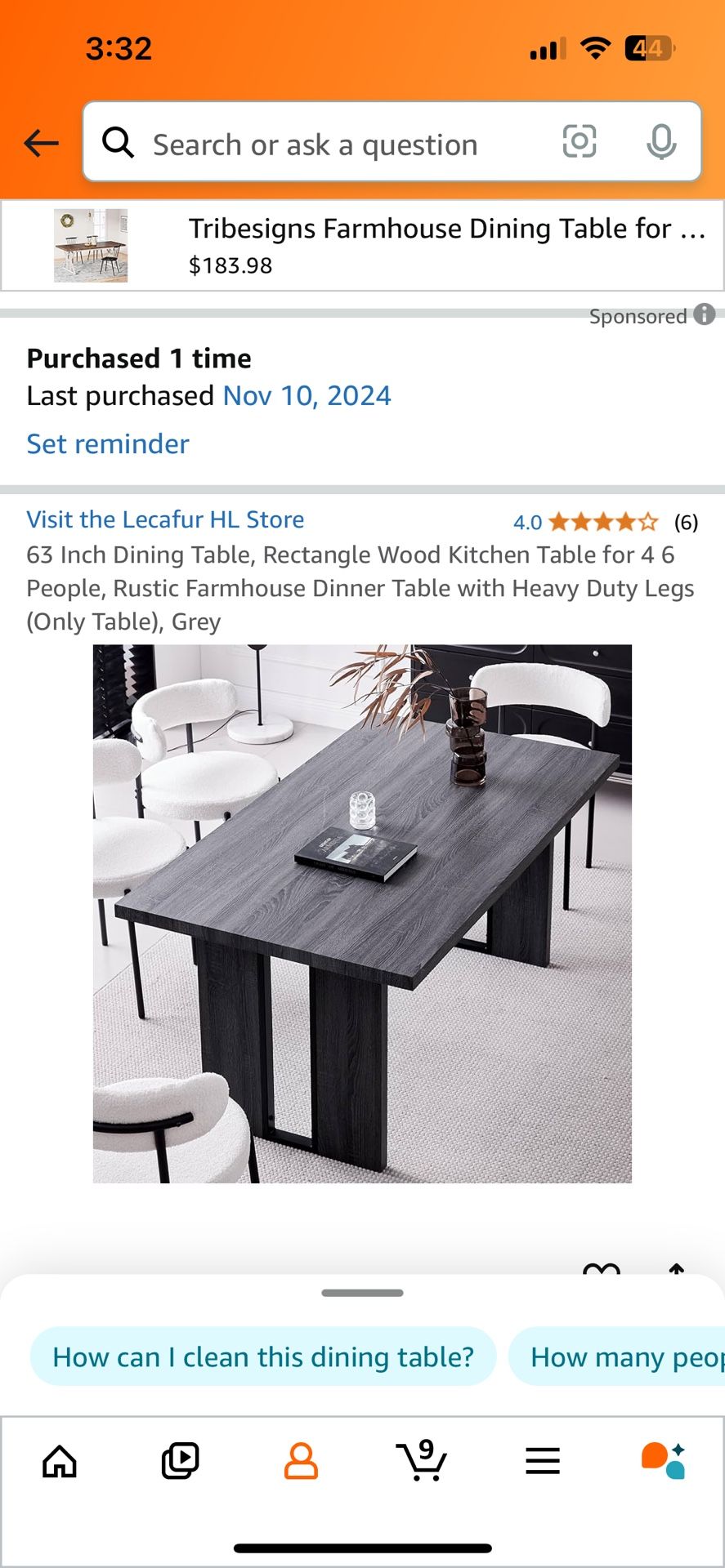 Rustic Wood Kitchen Table 4-6 people