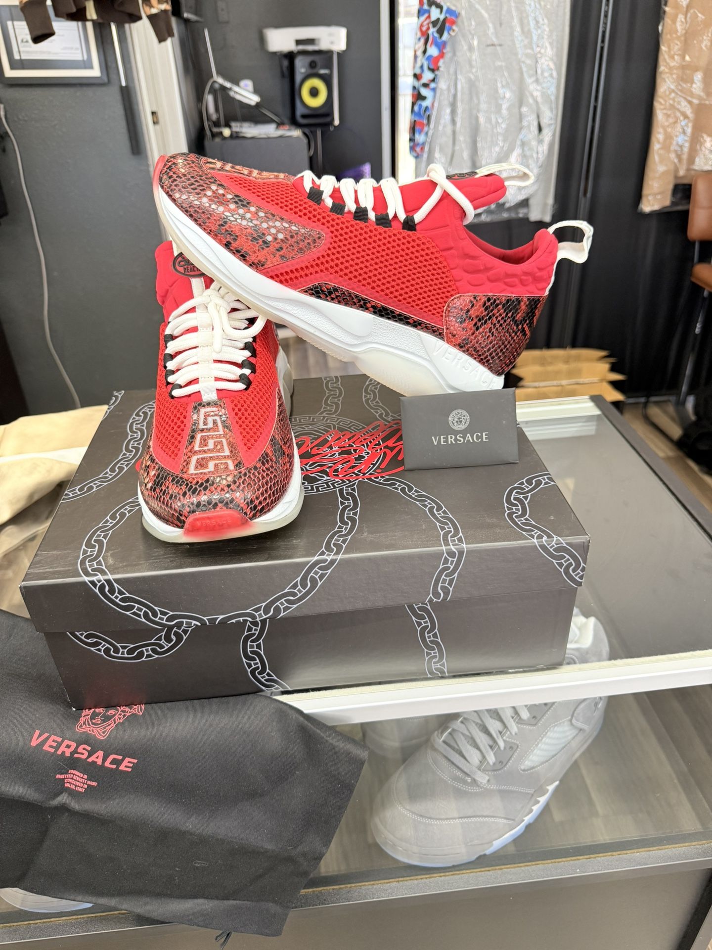 Versace Cross Chainer 'Red Snakeskin'