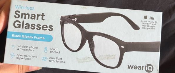 WearIQ Wireless Smart Glasses Black Glossy Frame