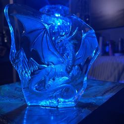 Art Crystal/Glass Heavy Dragon Paper weigh Clear Sculpture  etched 6” Tall