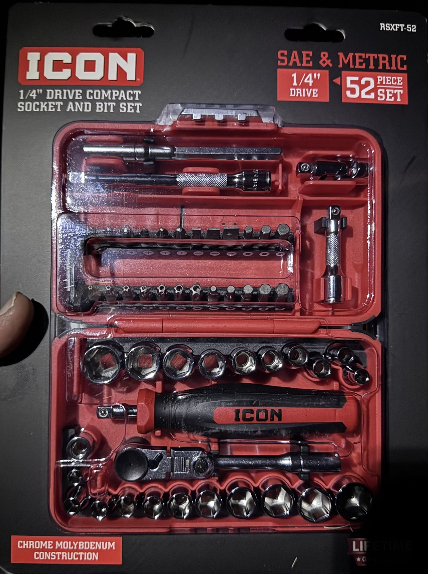 ICON 52 Piece 1/4 Socket Set And Case