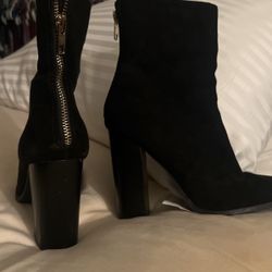 Blk Suede Forever 21 High Heel Ankle Boots
