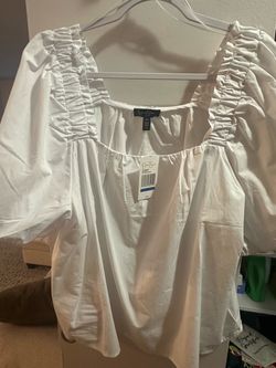 Jessica Simpson White Puff Sleeve Blouse – XL – New With Tags