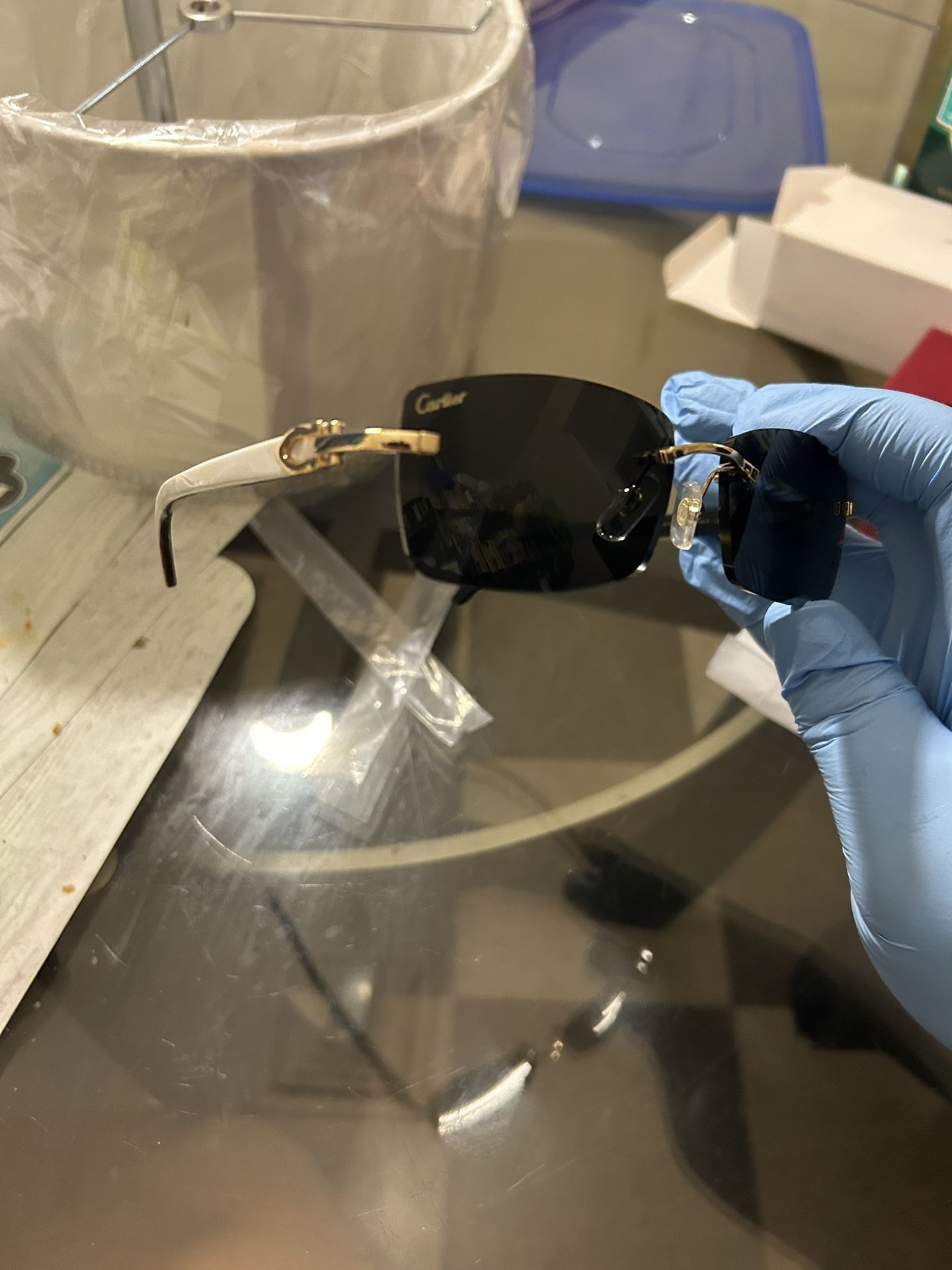 Cartier White Buffalo horns CT0049O Eyeglasses/ Black Lens / 140MM